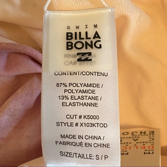 NEW Billabong Women's Today's Vibe Macrame One Piece Swimsuit Petal Sz Small NWT - Picture 6 of 6